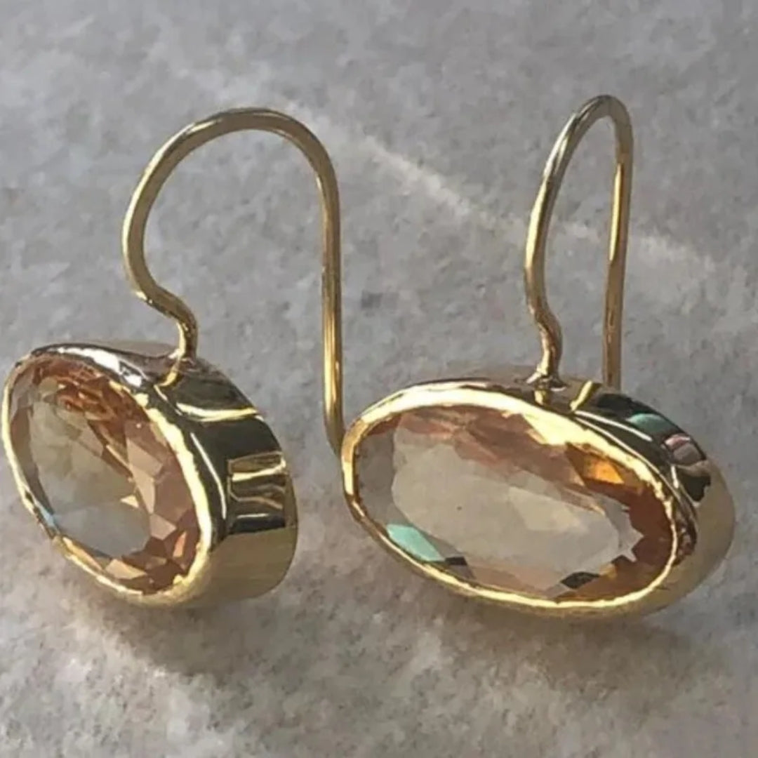 Vintage Inlaid Crystal Gold Earrings-Maryam Jewelry