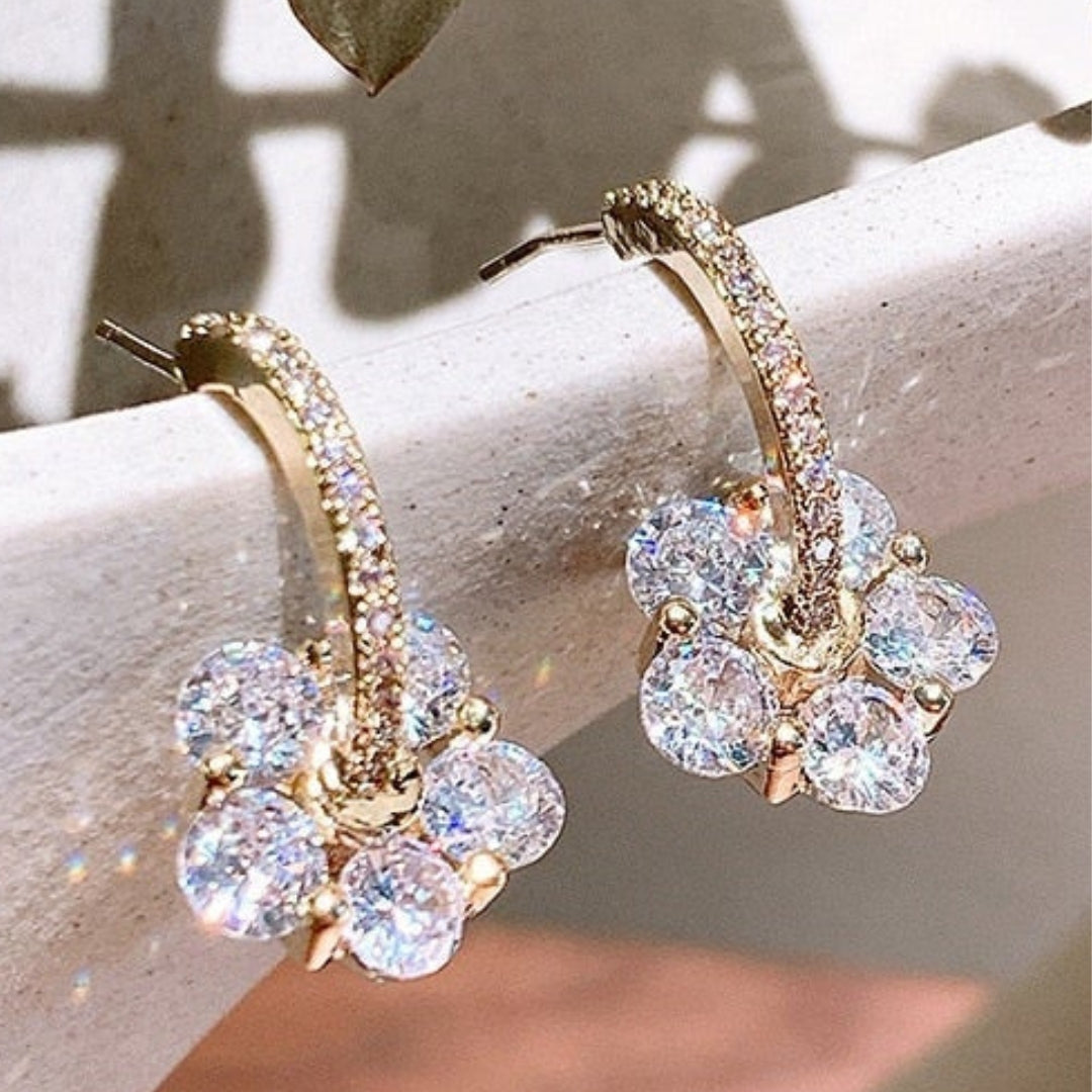 Flower Crystal Earrings-Maryam Jewelry