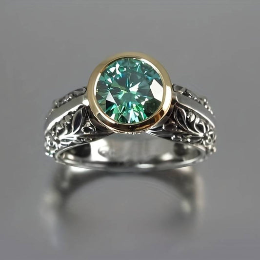 Vintage Turquoise Inlaid Glass Ring-Maryam Jewelry