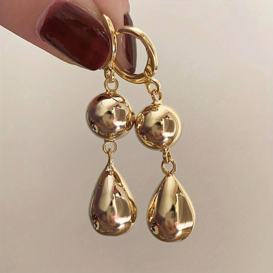 Vintage Dangling Golden Pearls Earrings-Maryam Jewelry