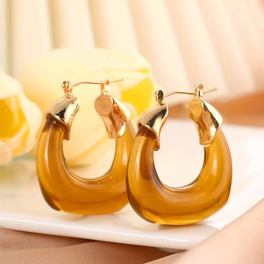 Vintage Orange Hoop Earrings-Maryam Jewelry