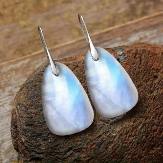 Vintage White Stone Earrings-Maryam Jewelry