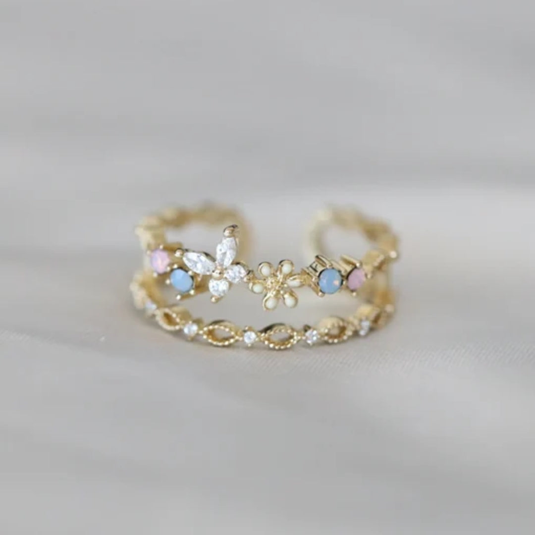Vintage Flower Gold Ring-Maryam Jewelry