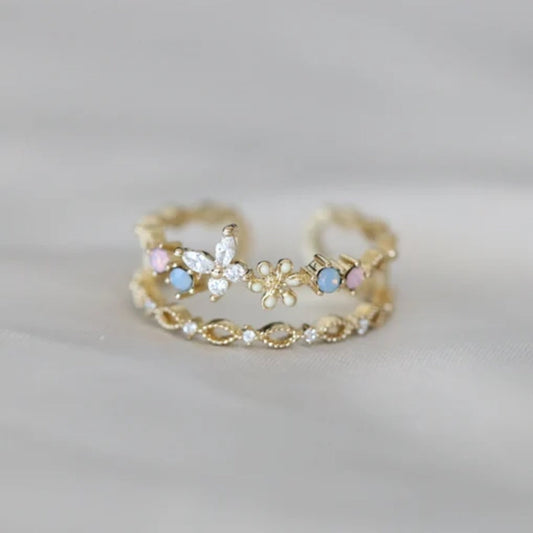 Vintage Flower Gold Ring-Maryam Jewelry