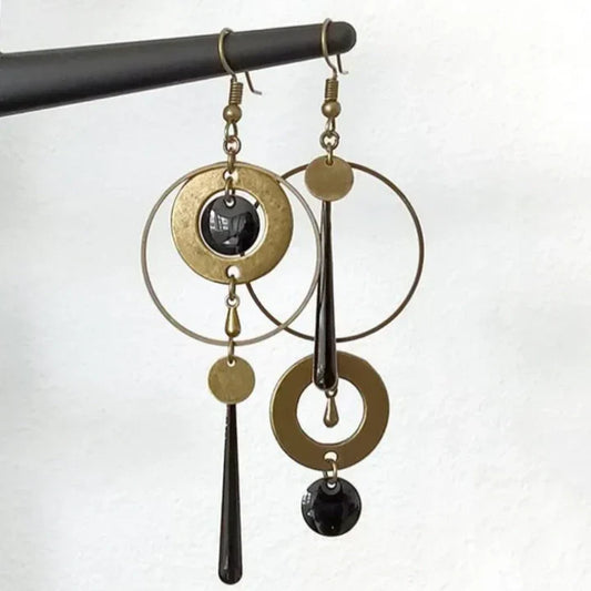 Vintage Golden Dangling Earrings-Maryam Jewelry