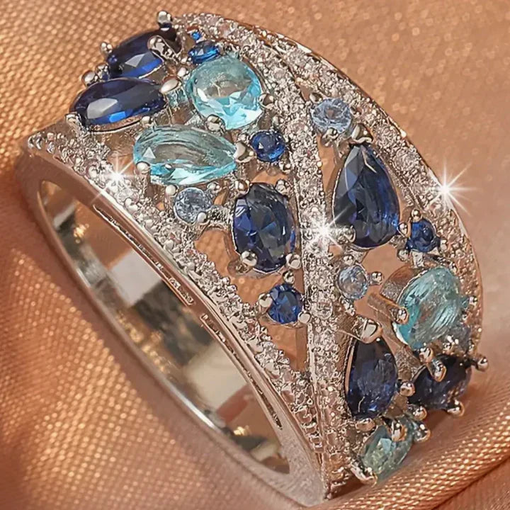 Vintage Blue Zirconia Ring-Maryam Jewelry