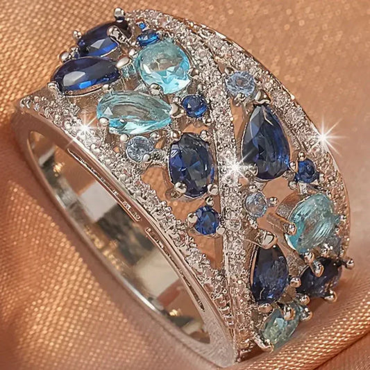 Vintage Blue Zirconia Ring-Maryam Jewelry