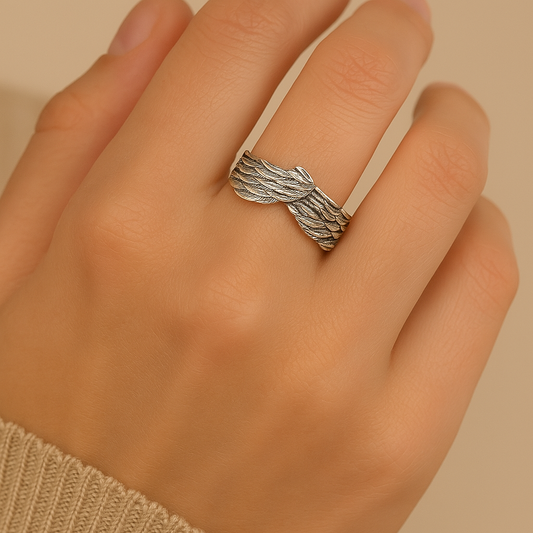 Winged Faith Silver Adjustable Ring-Maryam Jewelry