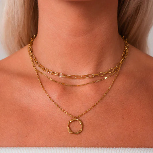 Gold Vintage Layered Necklace-Maryam Jewelry