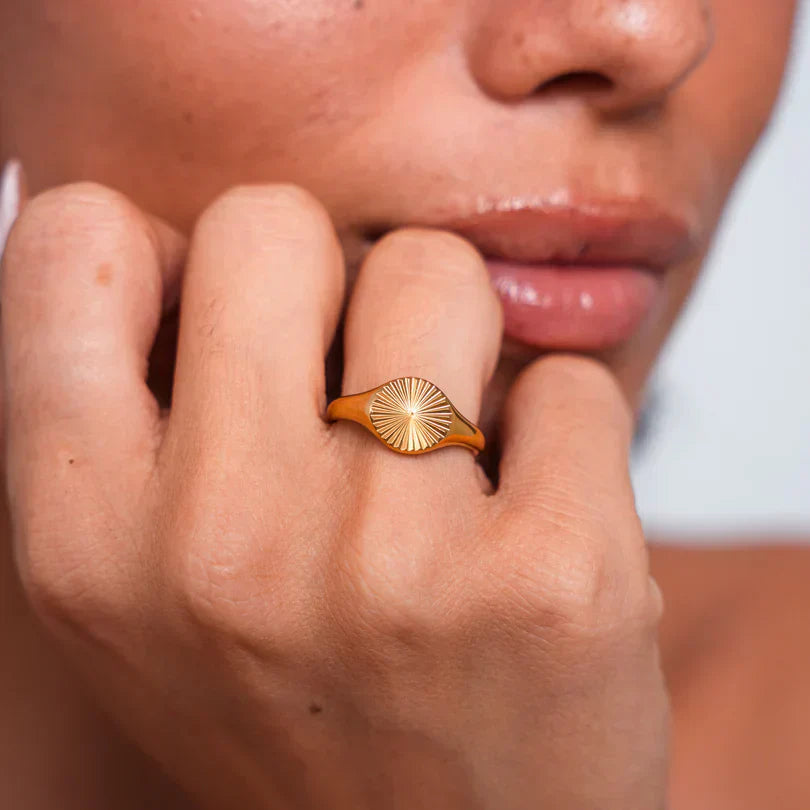 Golden Sun Seal Ring-Maryam Jewelry