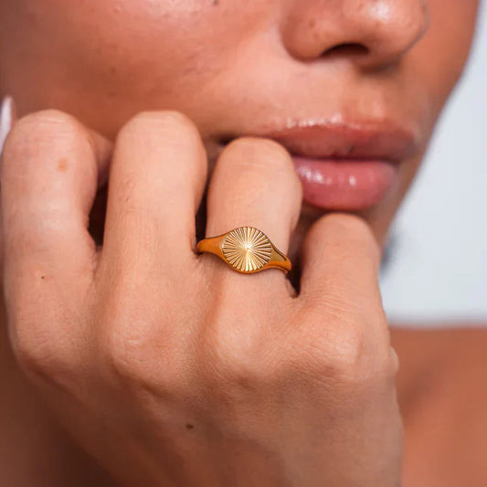 Golden Sun Seal Ring-Maryam Jewelry