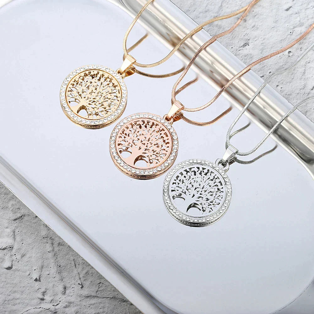 Tree of Life Pendant with Zirconia in Gold and Silver