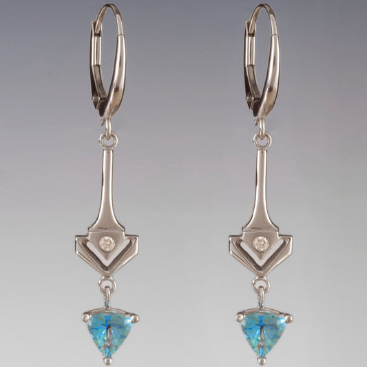 Vintage Blue Zirconia Arrow Earrings-Maryam Jewelry