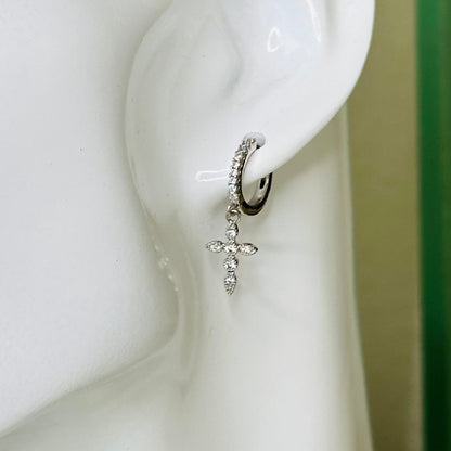 Dainty Cross Huggie Hoop Earrings-Maryam Jewelry