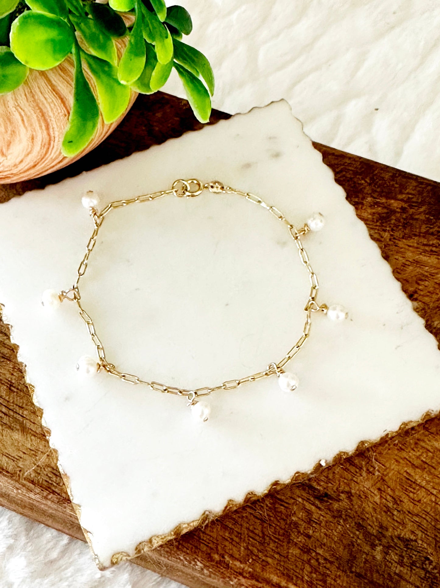 Gina Mini Pearl Charm Bracelet-Maryam Jewelry
