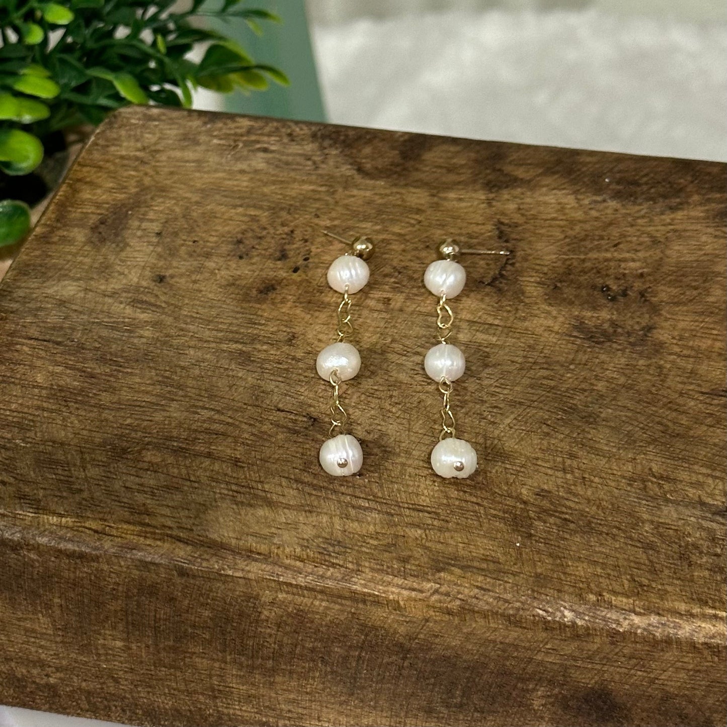 Three Wishes Pearl Dangle Earrings-Maryam Jewelry
