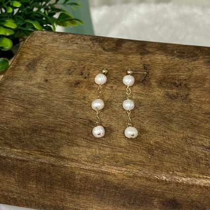 Three Wishes Pearl Dangle Earrings-Maryam Jewelry