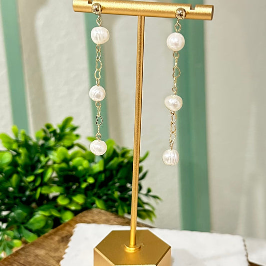 Three Wishes Pearl Dangle Earrings-Maryam Jewelry
