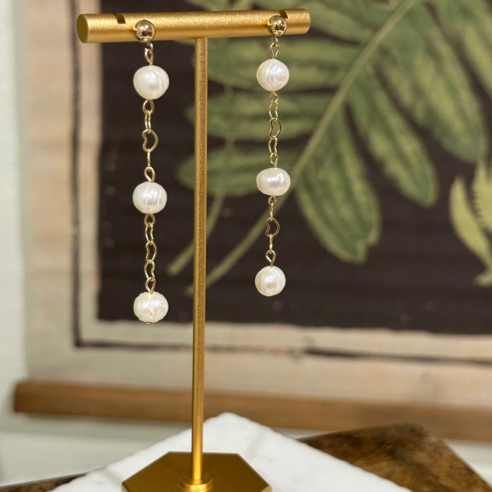 Three Wishes Pearl Dangle Earrings-Maryam Jewelry