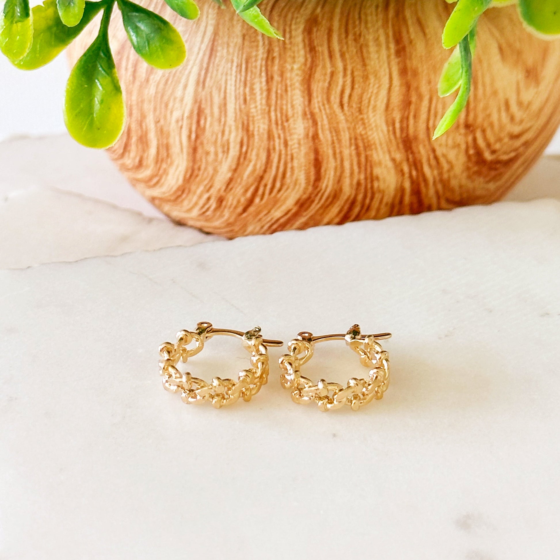 Diletta Small Designed Cuban Hoops-Maryam Jewelry