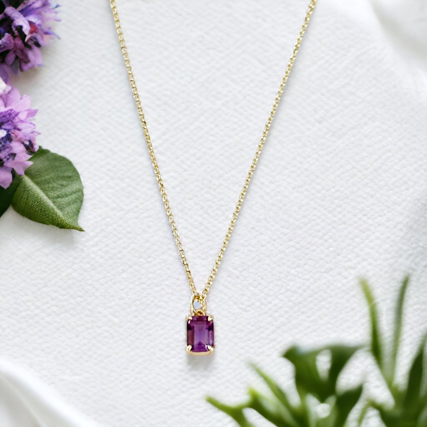 Violetta Amethyst Baguette Necklace-Maryam Jewelry
