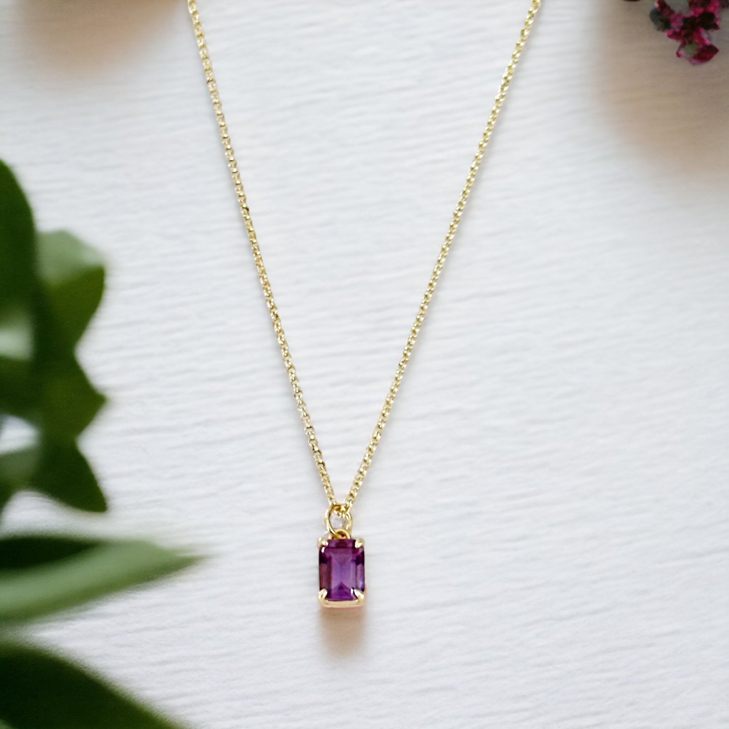 Violetta Amethyst Baguette Necklace-Maryam Jewelry