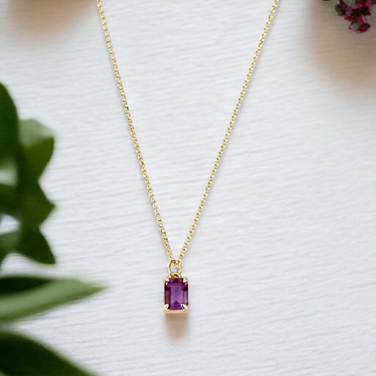Violetta Amethyst Baguette Necklace-Maryam Jewelry