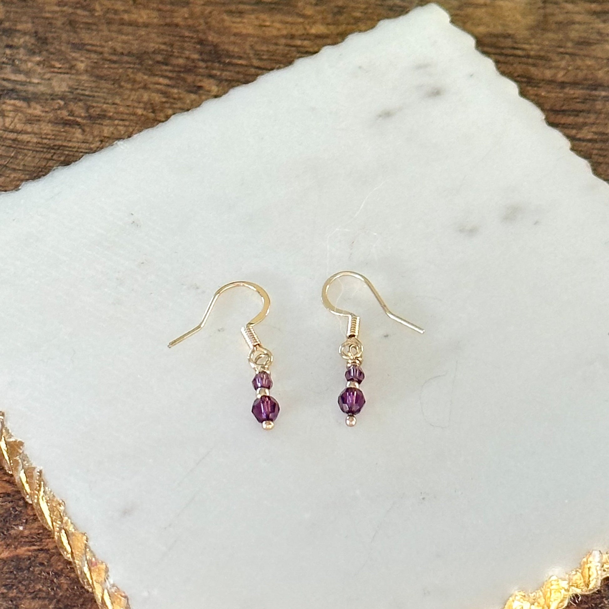 Gioia Dainty Amethyst Earrings-Maryam Jewelry