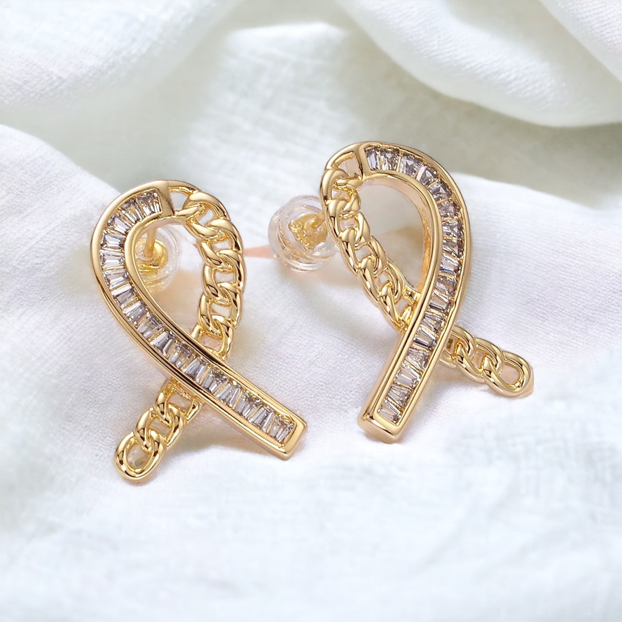 Cancer Awareness Ribbon Earrings - Gold or Silver-Maryam Jewelry