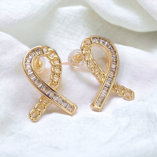 Cancer Awareness Ribbon Earrings - Gold or Silver-Maryam Jewelry