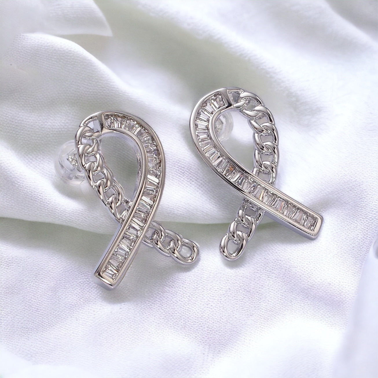 Cancer Awareness Ribbon Earrings - Gold or Silver-Maryam Jewelry