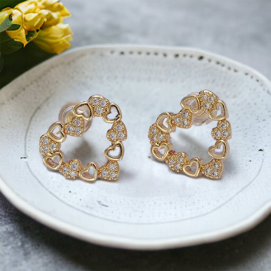 Paolina heart stud earrings-Maryam Jewelry