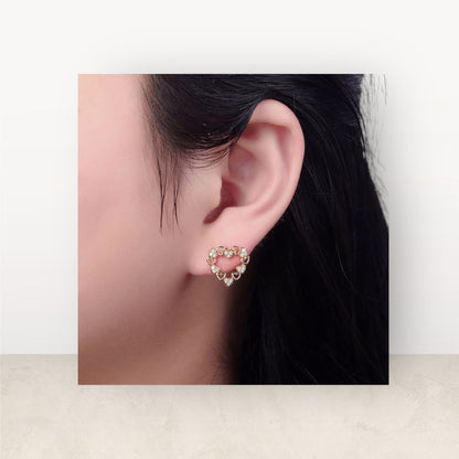 Paolina heart stud earrings-Maryam Jewelry
