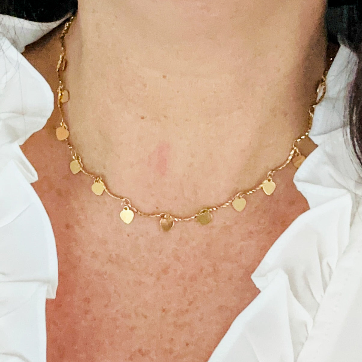 Melita Dangle Heart Choker Necklace-Maryam Jewelry