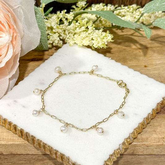 Gina Mini Pearl Charm Bracelet-Maryam Jewelry