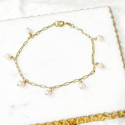 Gina Mini Pearl Charm Bracelet-Maryam Jewelry