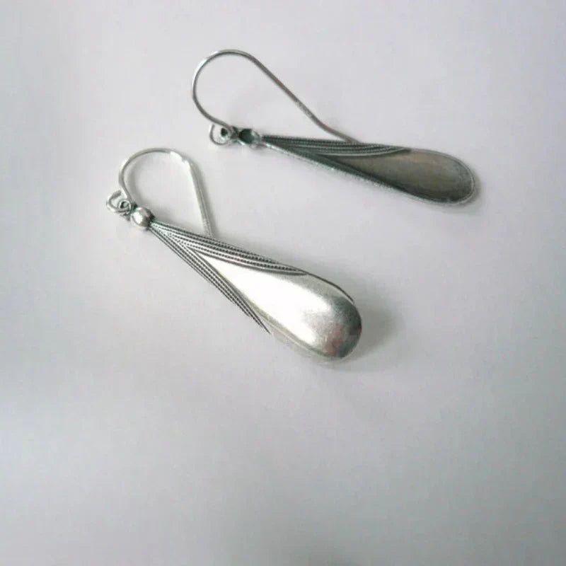 Vintage Silver Drop Earrings-Maryam Jewelry