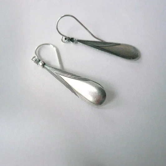 Vintage Silver Drop Earrings-Maryam Jewelry