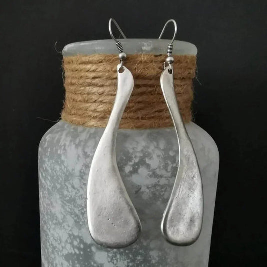 Vintage Silver Irregular Form Earrings-Maryam Jewelry