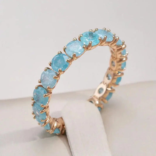 Ring with round stone made of gold-Maryam Jewelry