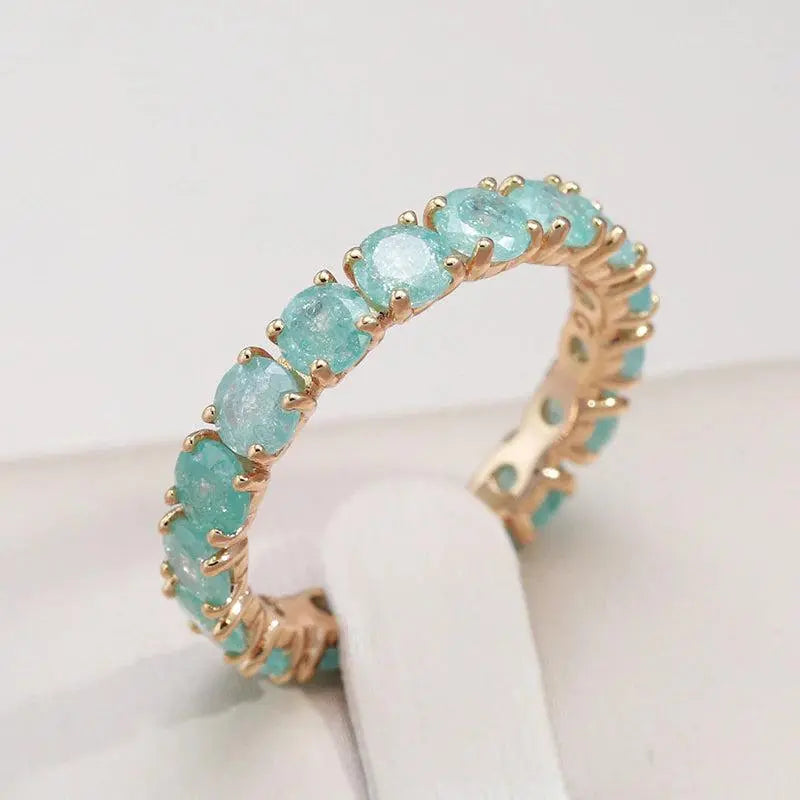 Ring with round stone made of gold-Maryam Jewelry