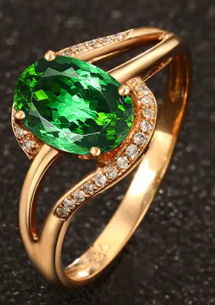 Vintage Garnet Crystal Zirconia Gold Ring-Maryam Jewelry