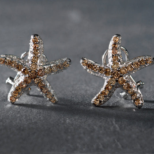 Vintage Bright Starfish Silver Earrings-Maryam Jewelry