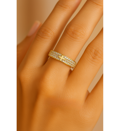 Gold Sparkling Faith Resizable Ring-Maryam Jewelry