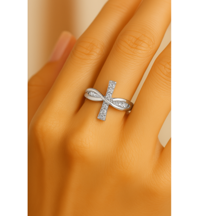 Silver Infinity Cross Resizable Ring-Maryam Jewelry