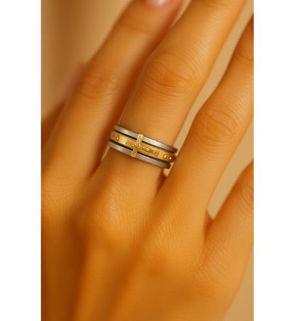 Gold Layered Religious Cross Ring-Maryam Jewelry