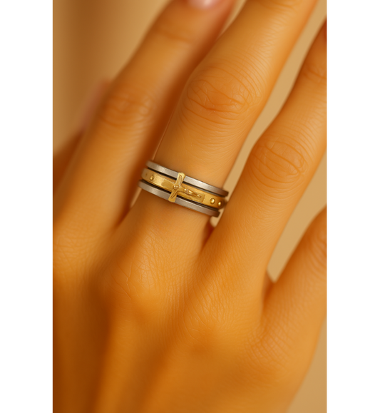 Gold Layered Religious Cross Ring-Maryam Jewelry
