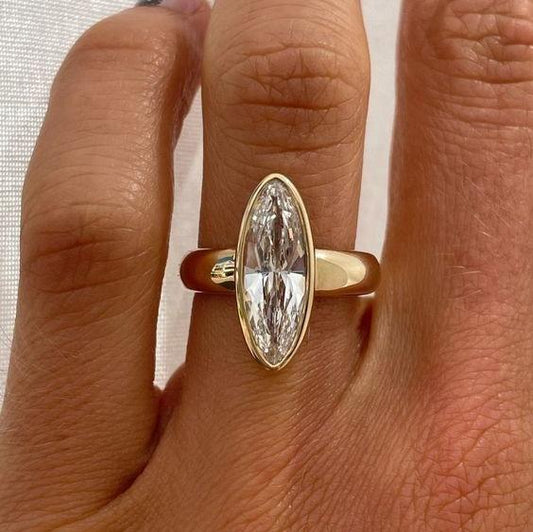 Vintage Oval Glass Gold Ring-Maryam Jewelry