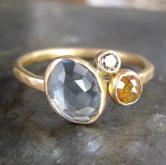 Vintage Colorful Crystals Golden Ring-Maryam Jewelry