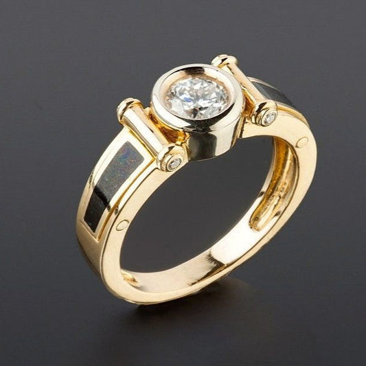 Vintage Black & Gold Zirconia Ring-Maryam Jewelry